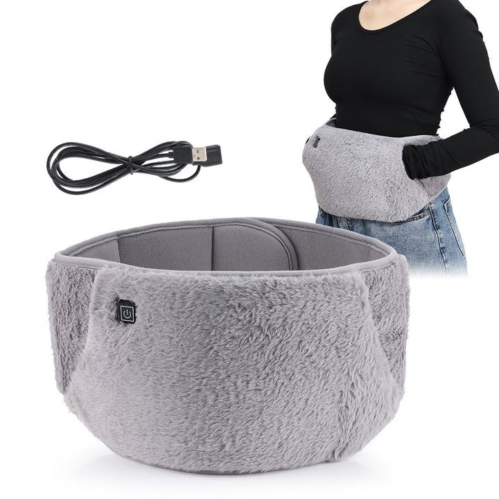 Plush heated waist belt with hand pocket