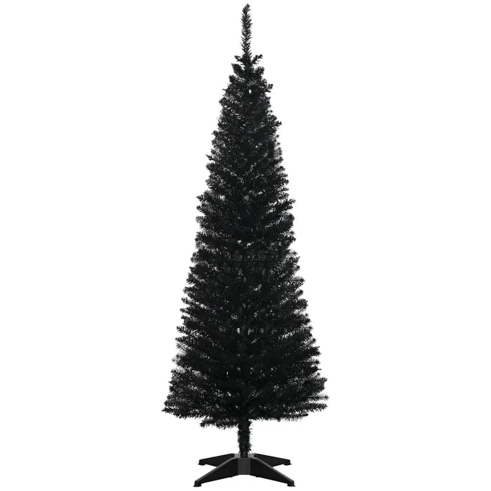 Heat Grove 5 Ft Slim Black Pencil Christmas Tree with Stand
