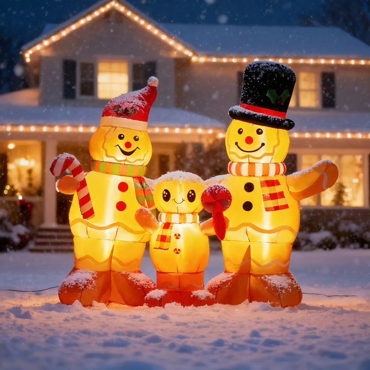 Inflatable gingerbread family of three