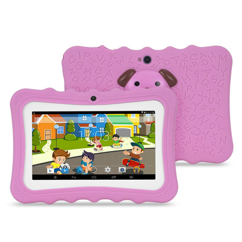 Pink kids tablet in silicone case