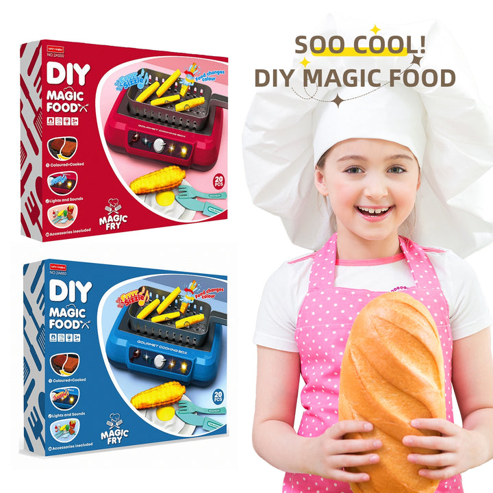 Kids toy stove set with play food and utensils
