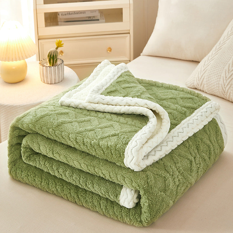 Thick coral fleece sherpa blanket folded
