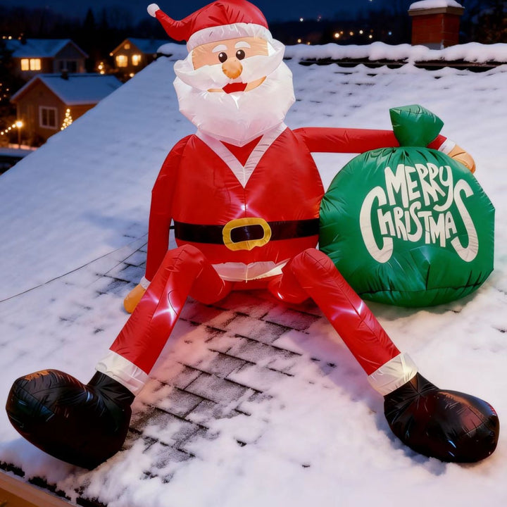 Giant inflatable Santa Claus with gift sack