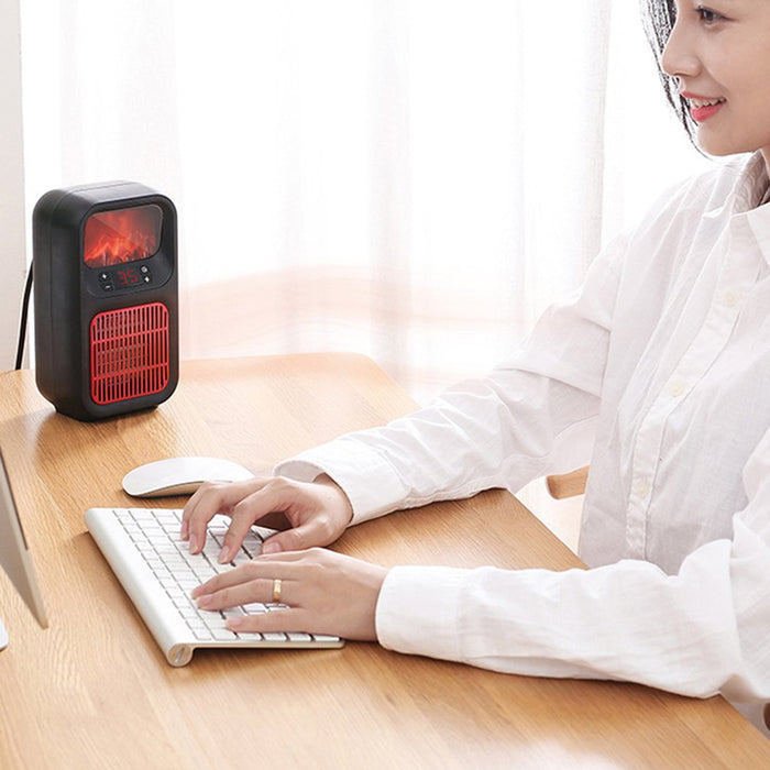 Heat Grove Plug-In Mini Heater with Flame Effect and Thermostat