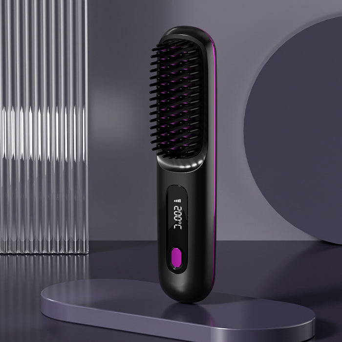 Heat Grove Cordless Hair Straightener Brush with LCD and 3 Heat Levels