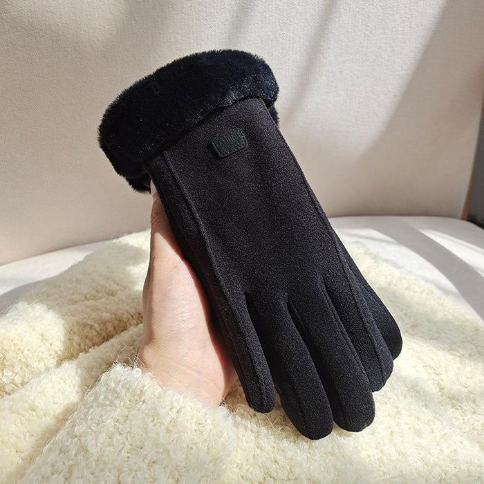 Heat Grove Fleece-Lined Suede-Look Gloves with Faux-Fur Cuff