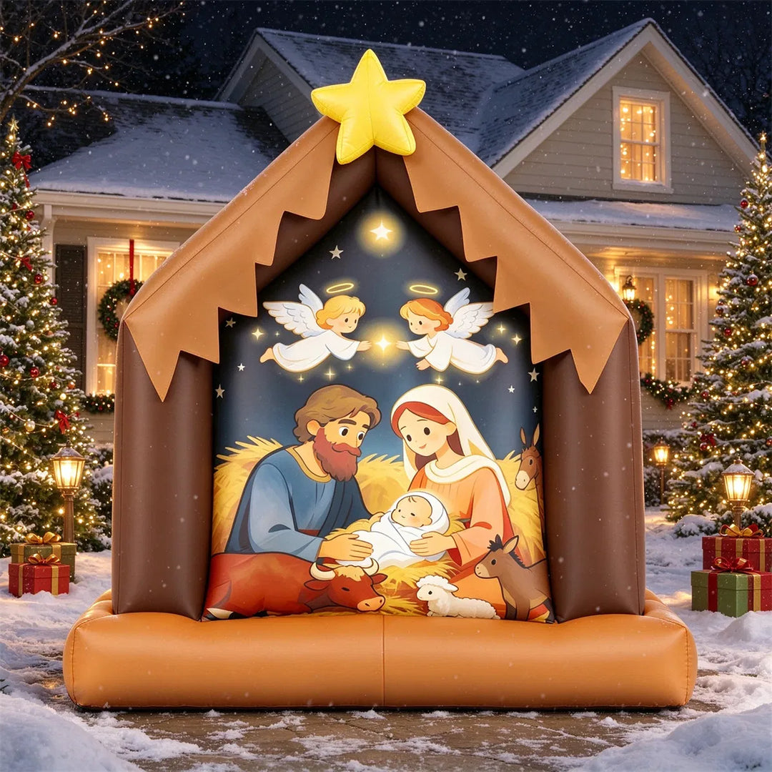 Inflatable nativity scene with Holy Family
