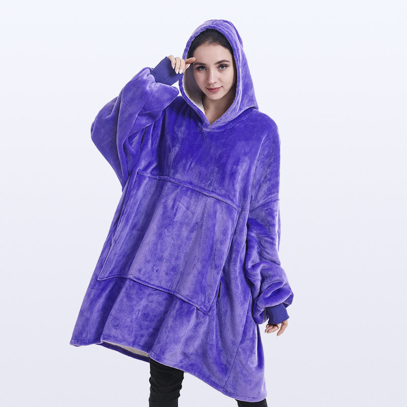 Wearable Blanket Hoodie for Adults, Flannel and Lamb Wool