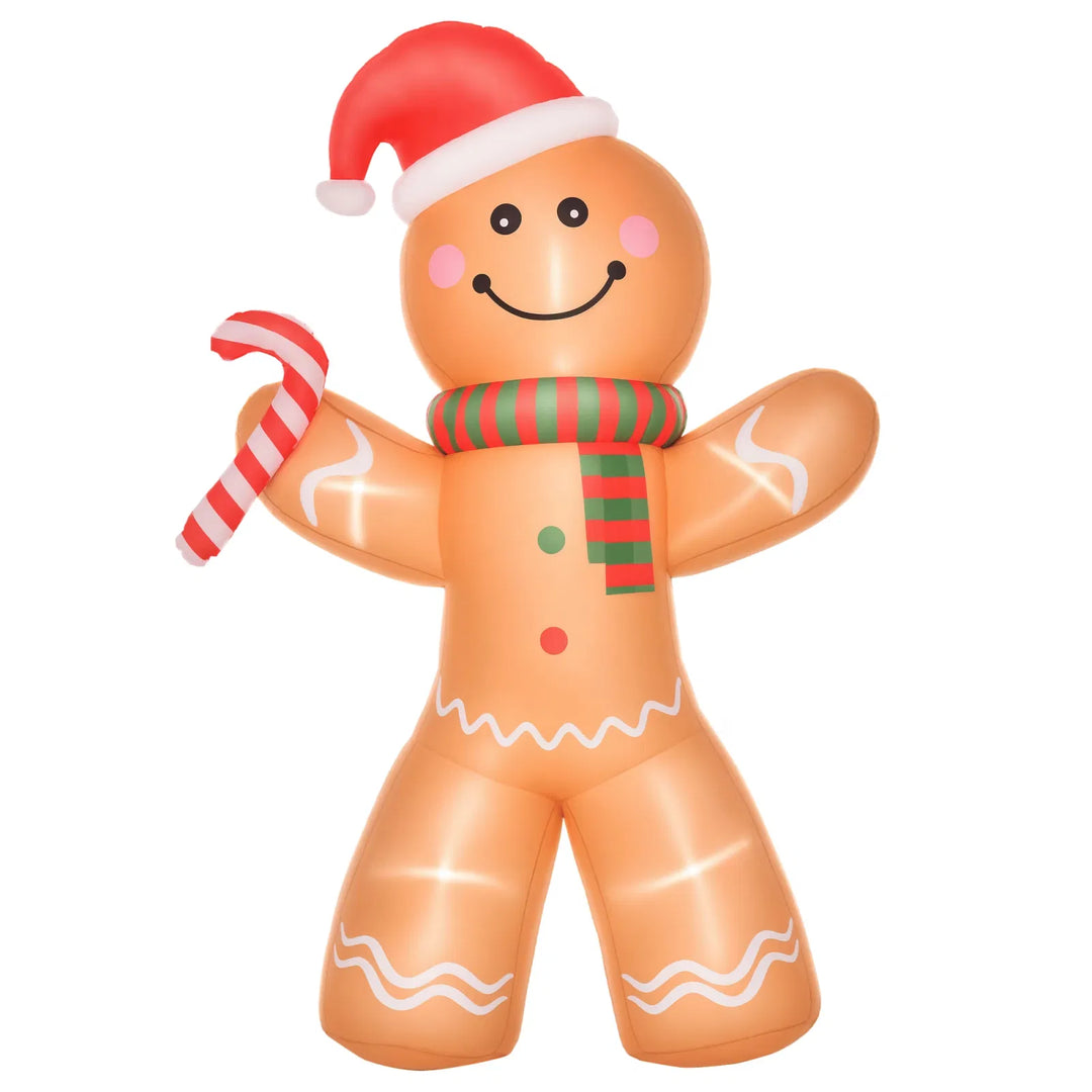 Giant inflatable gingerbread man with candy cane