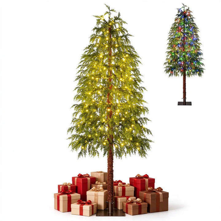 Slim cypress Christmas tree with color lights