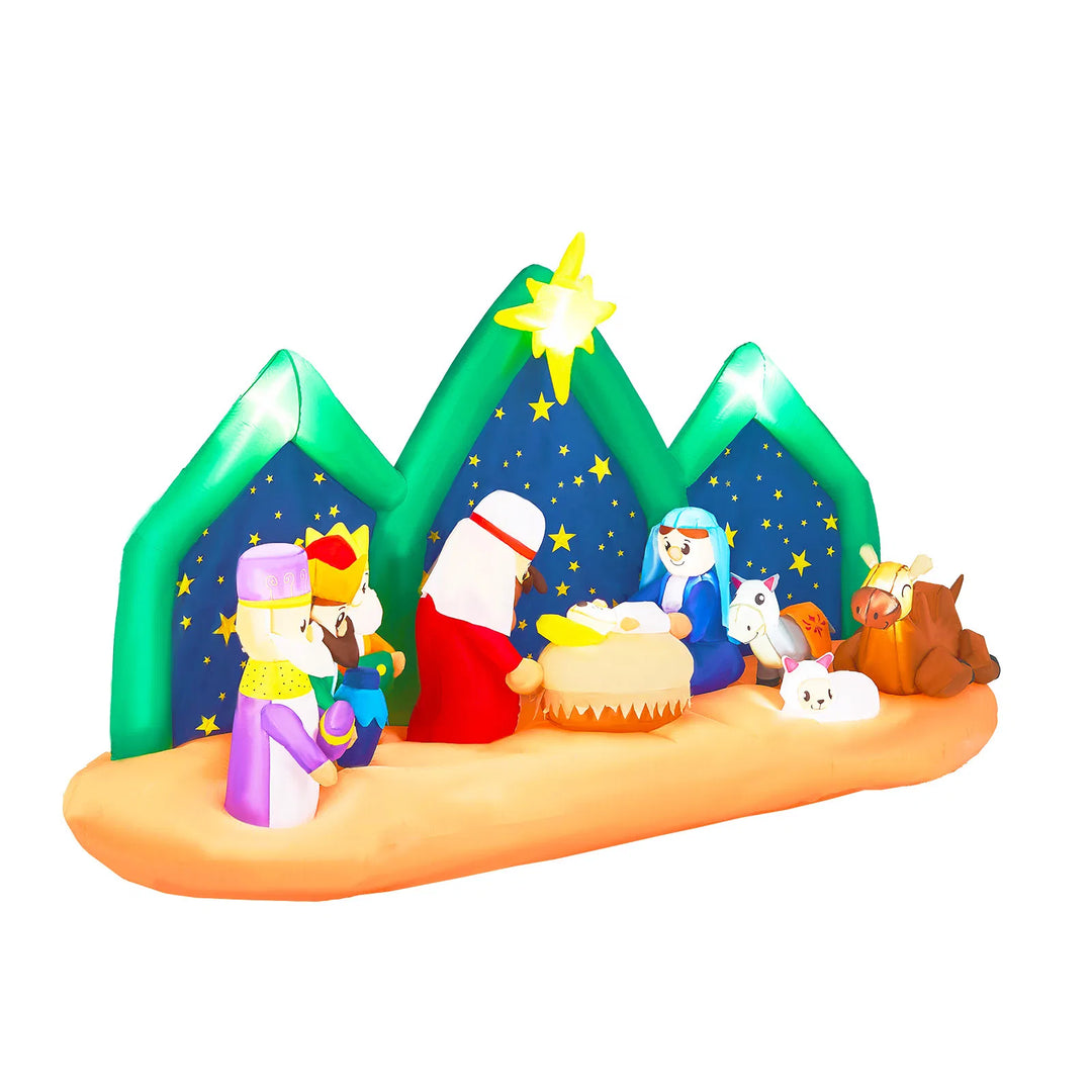 Wide inflatable nativity with starry backdrop
