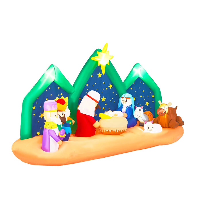 Heat Grove 9 ft Inflatable Nativity Scene with Starry Night Backdrop