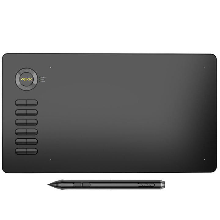Black graphics drawing tablet with pen