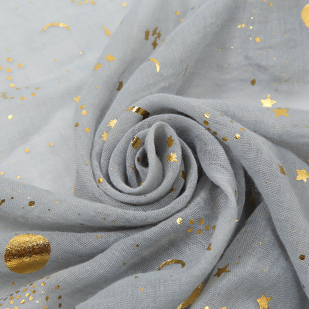 Navy scarf with gold star print