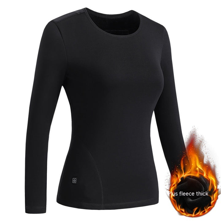 Black heated thermal underwear set with USB cable