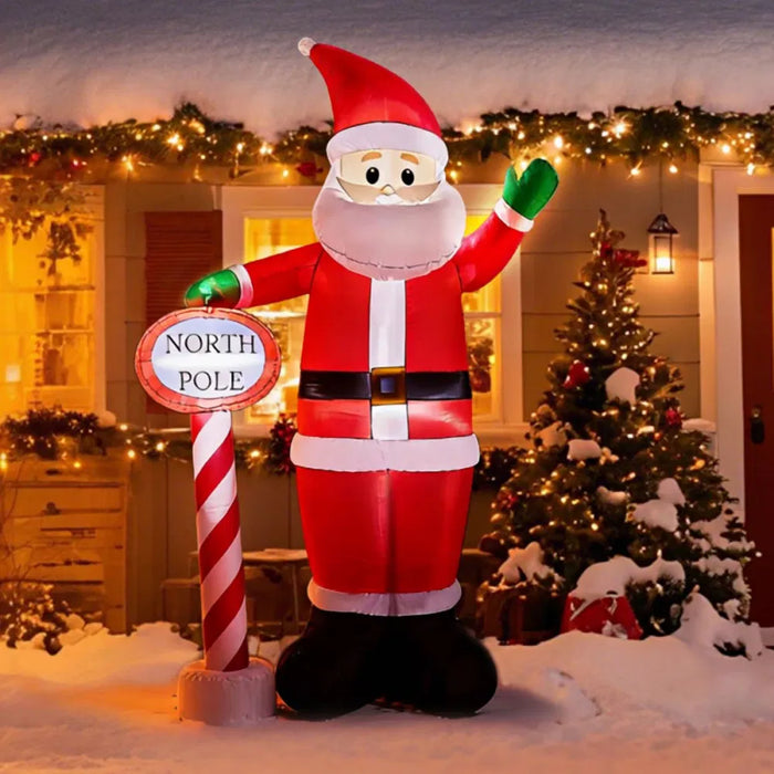 Heat Grove 8 ft Inflatable Waving Santa with North Pole Sign