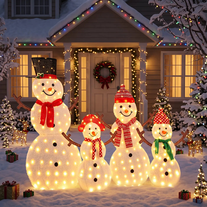 Heat Grove Set of 4 Lighted Snowman Family Christmas Figures