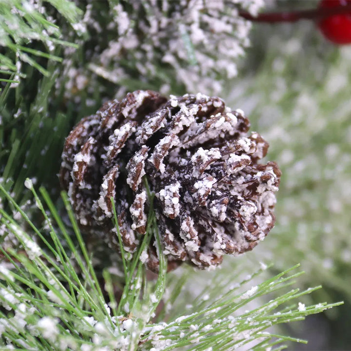 Lighted Christmas wreath with pine cones