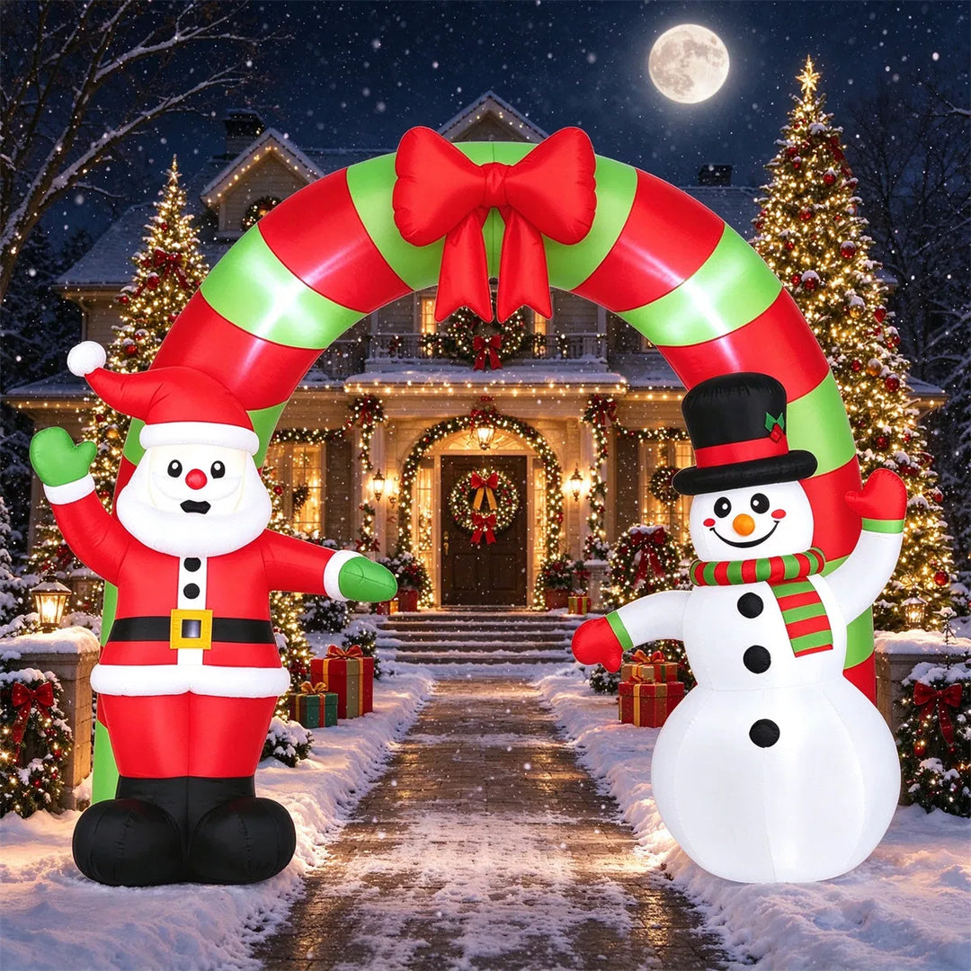 Inflatable Christmas archway with Santa snowman