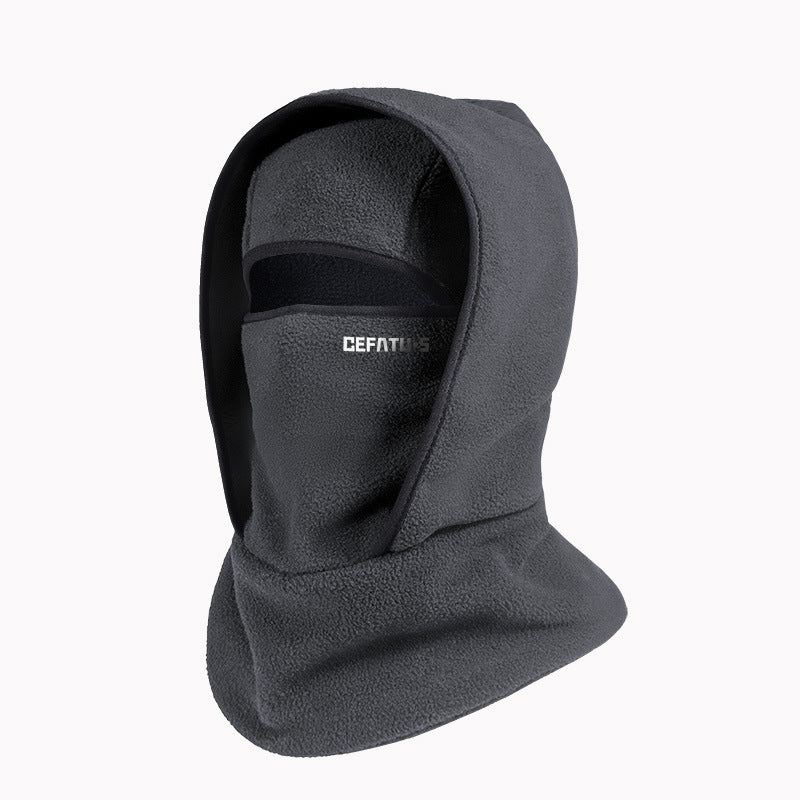 Black polar fleece balaclava with eye opening