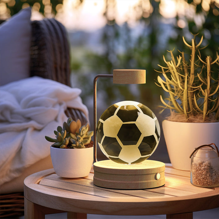 Crystal ball lamp with engraved galaxy