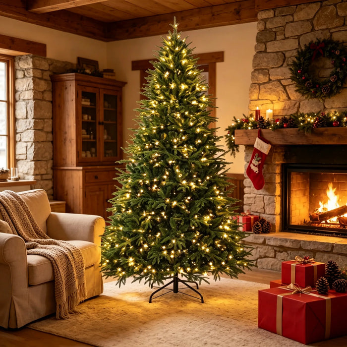 Heat Grove 7.5 ft Extra-Full Christmas Tree with 1,000 Warm LEDs