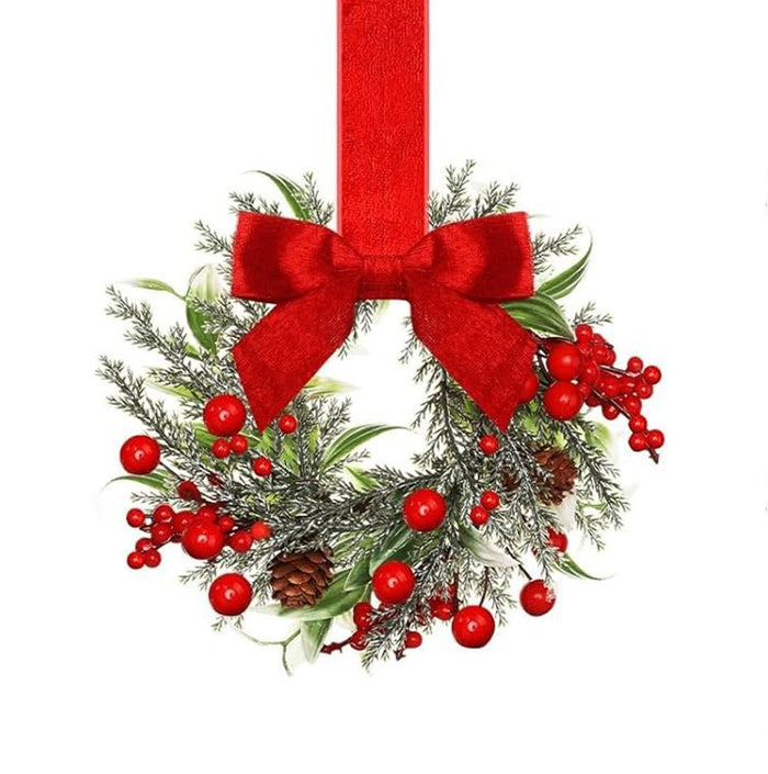 Heat Grove Small Christmas Wreath with Ribbon Bow, Handmade