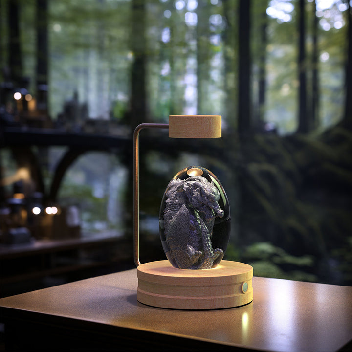 Crystal ball lamp with engraved galaxy