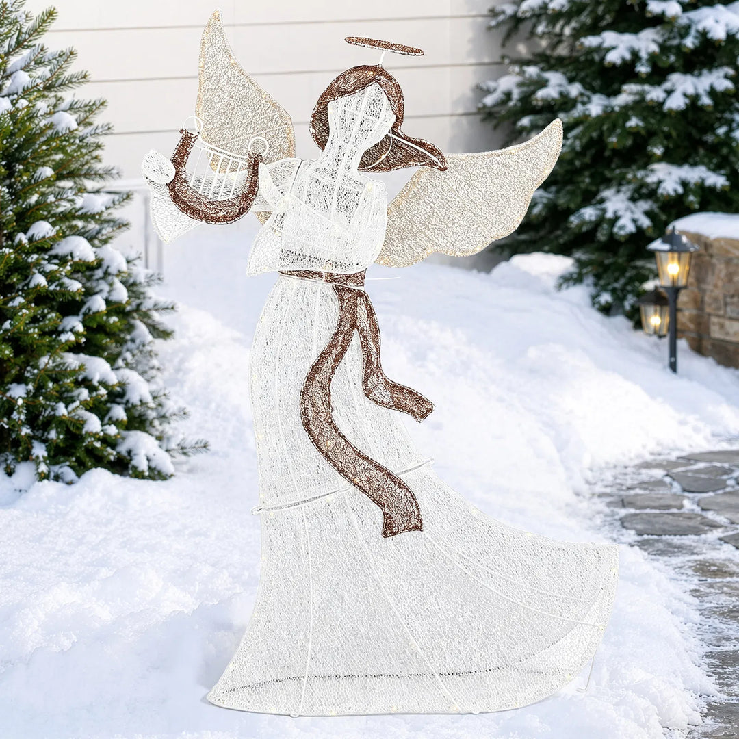 White fabric Christmas angel with lights