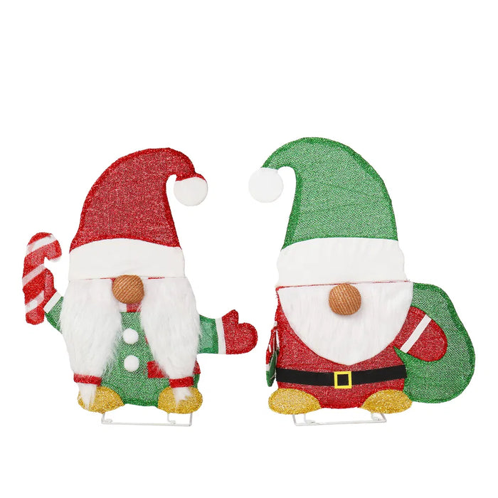 Heat Grove Set of 2 Lighted Christmas Gnomes with 80 Warm LEDs