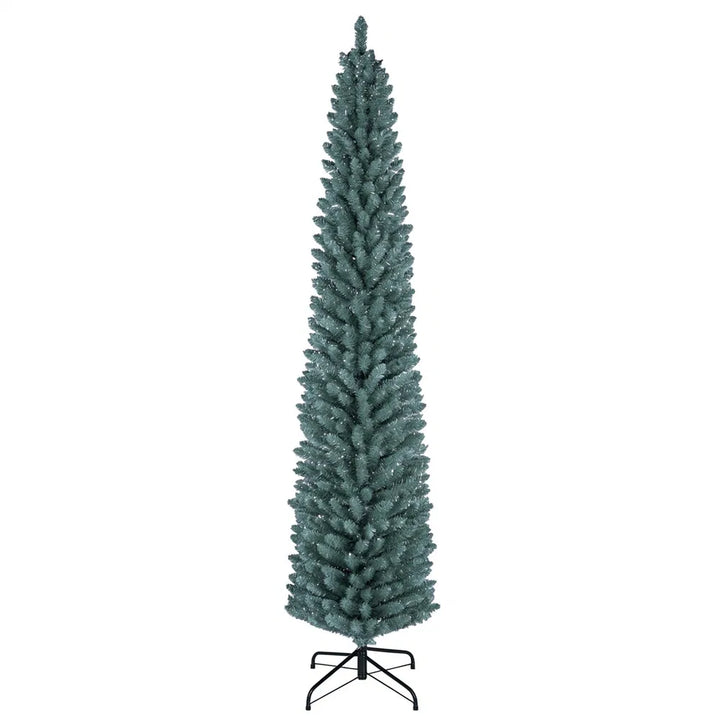 Slim frosted silver green pencil Christmas tree