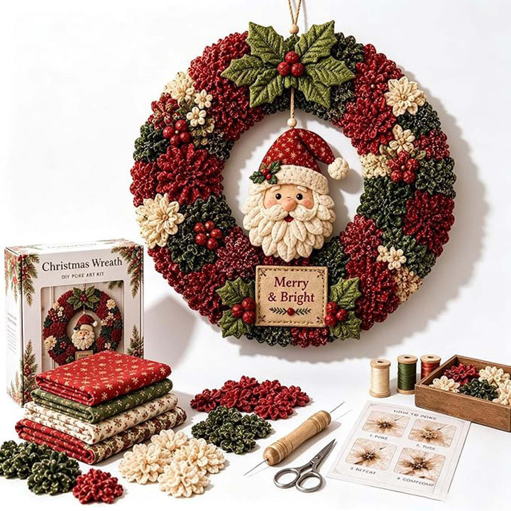 DIY fabric Christmas wreath kit with snowman