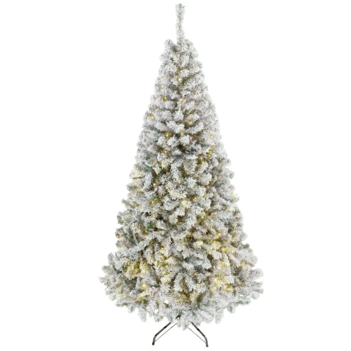 Heat Grove 7.5 ft Flocked Fir Christmas Tree with 400 Warm Lights