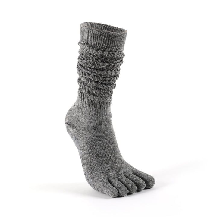 White slouchy toe socks with grip dots