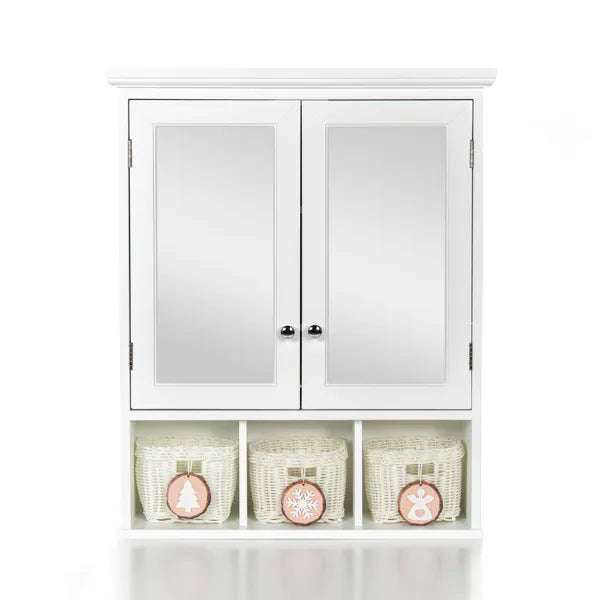 Heat Grove Wall Mirror Cabinet with 2 Doors and 3 Storage Baskets