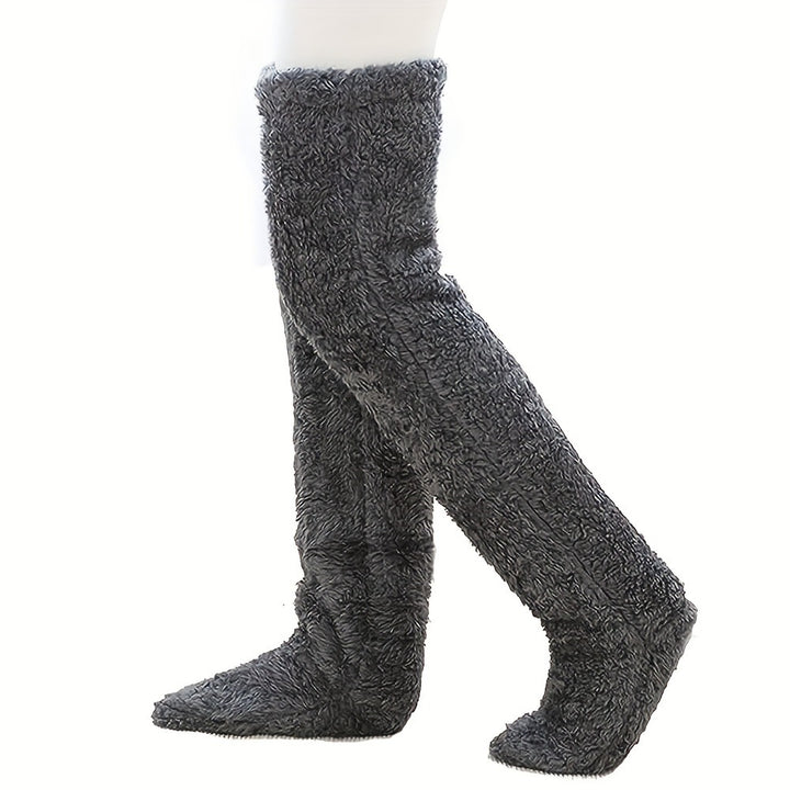 Fuzzy lilac over-the-knee plush socks