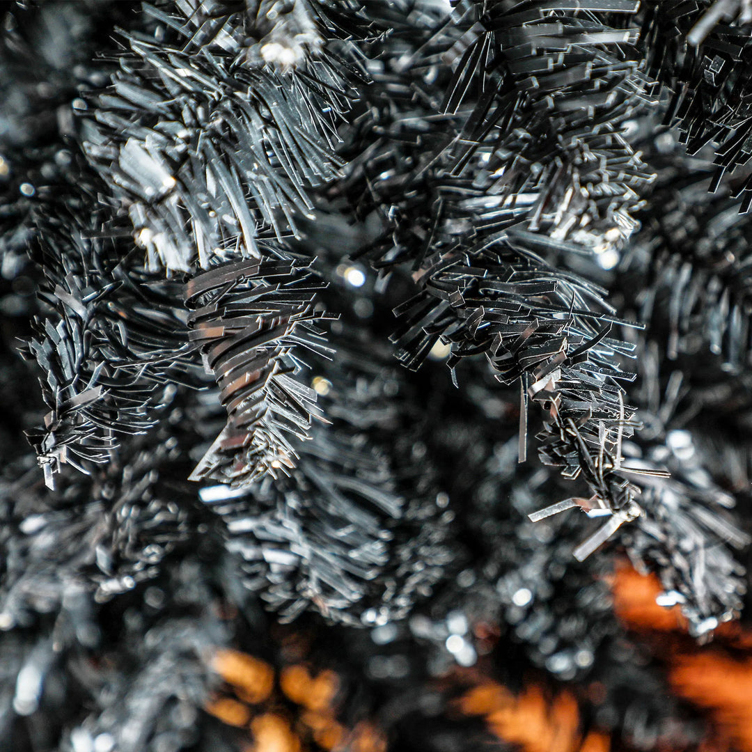 Black slim pencil Christmas tree with lights