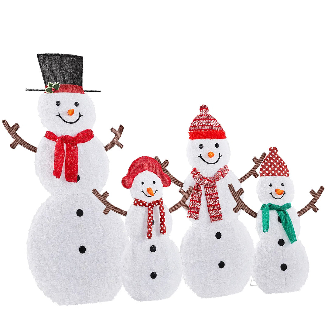 Lighted snowman family of four figures