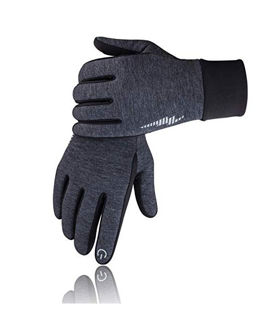 Black fleece-lined winter gloves with grip palm
