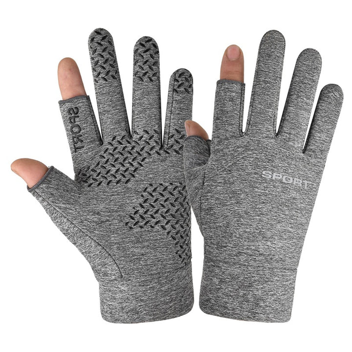 Black velvet-lined sports gloves with grip