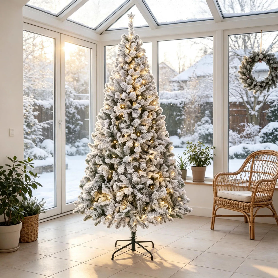 Flocked Fraser fir Christmas tree 6 ft