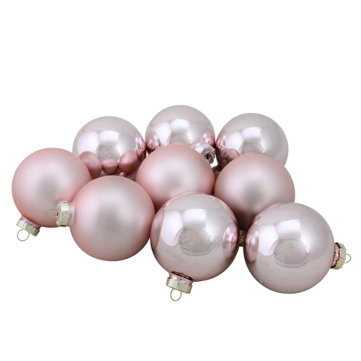 Pink shiny and matte glass ball ornaments