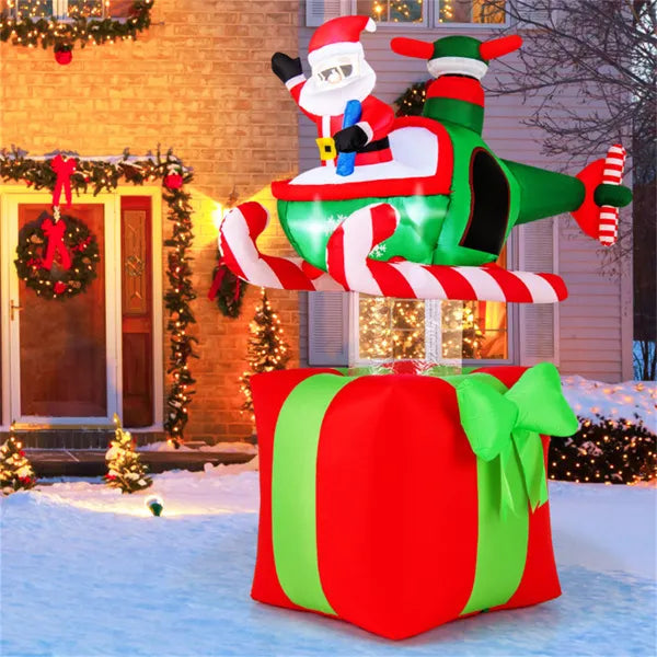 Inflatable Santa flying helicopter on gift