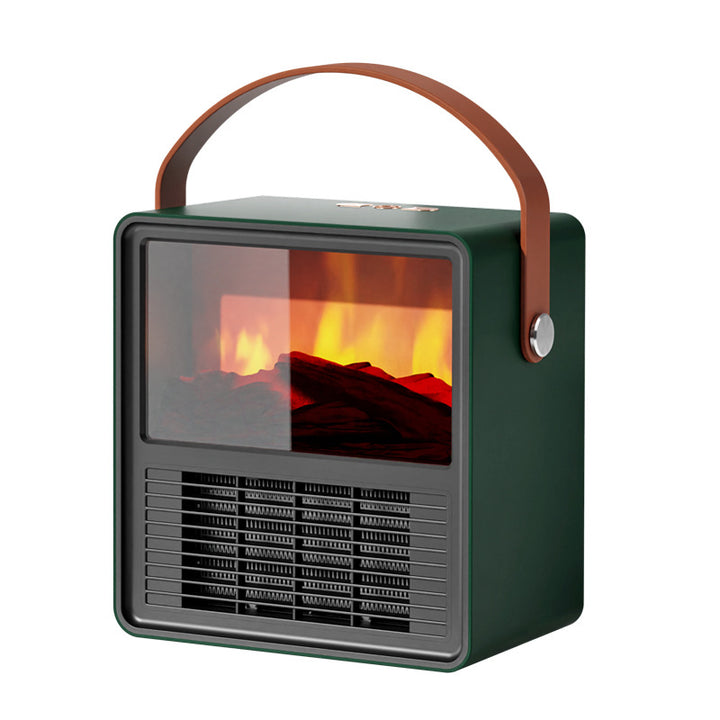 Wood grain fireplace style ceramic heater