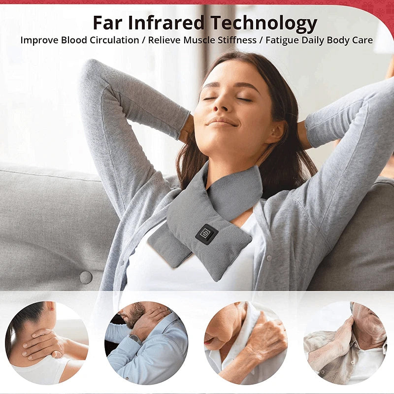 Velvet Heated Scarf with Three Heat Levels and USB Power