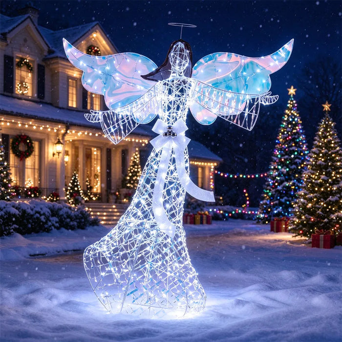 Heat Grove 5 ft Lighted Christmas Angel with Iridescent Wings
