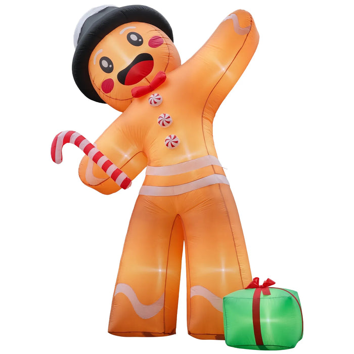 Heat Grove 10.6 ft Giant Inflatable Gingerbread Man with Gift Box