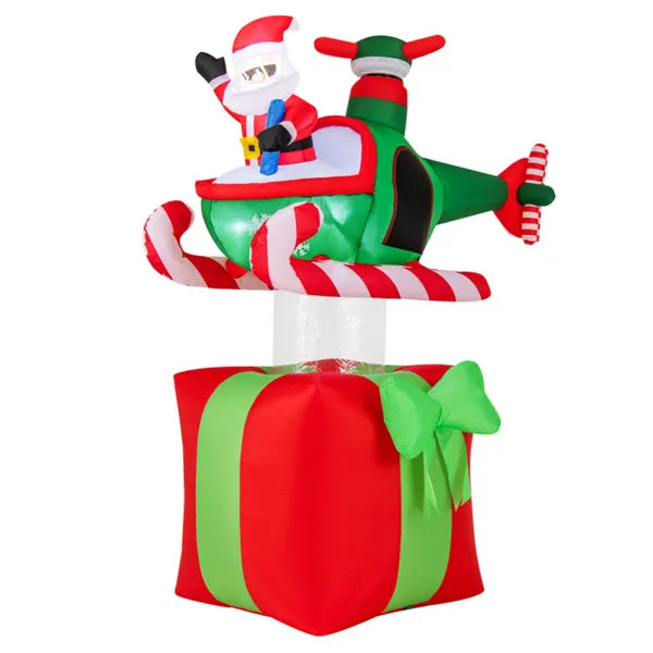 Heat Grove 6 ft Inflatable Santa in Helicopter with Spinning Propeller