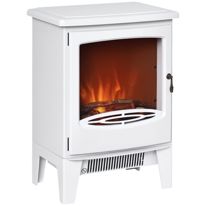 Heat Grove White Electric Fireplace Stove with LED Flames and Door