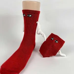 Couple socks with magnetic hands holding